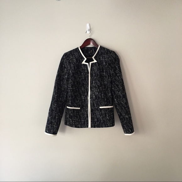 NWOT Black & White Trim Tweed Blazer - Picture 3 of 7